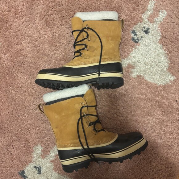 Sorel Caribou Mens 14 Waterproof Snow Boots Buff Winter Cold Weather NM1000-281 - Picture 5 of 11